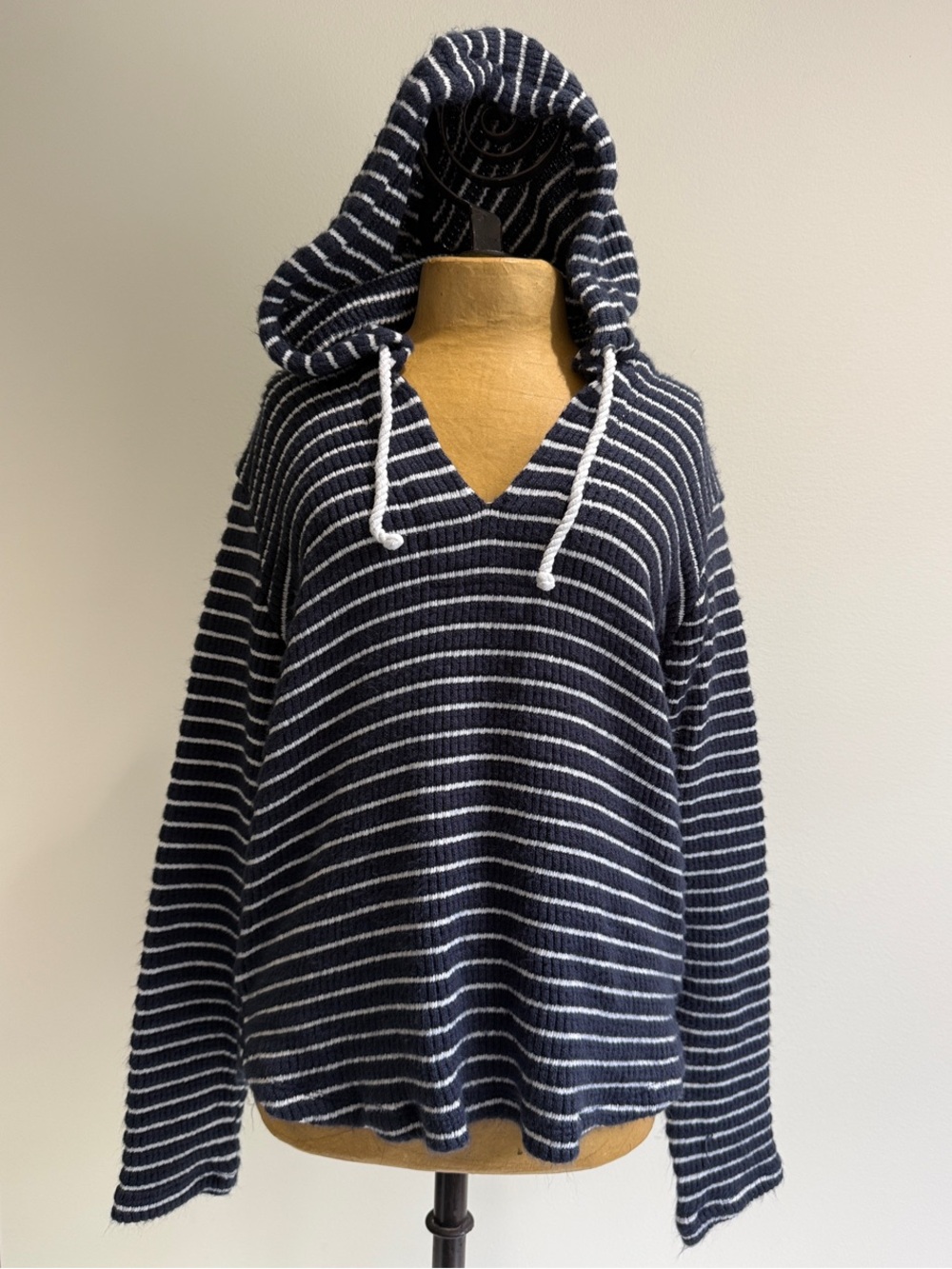 Splendid Navy and White Striped Hooded Sweater